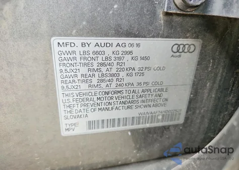 2017 Audi Q7 Prestige z USA, uszkodzony, nr VIN WA1VAAF74HD022529